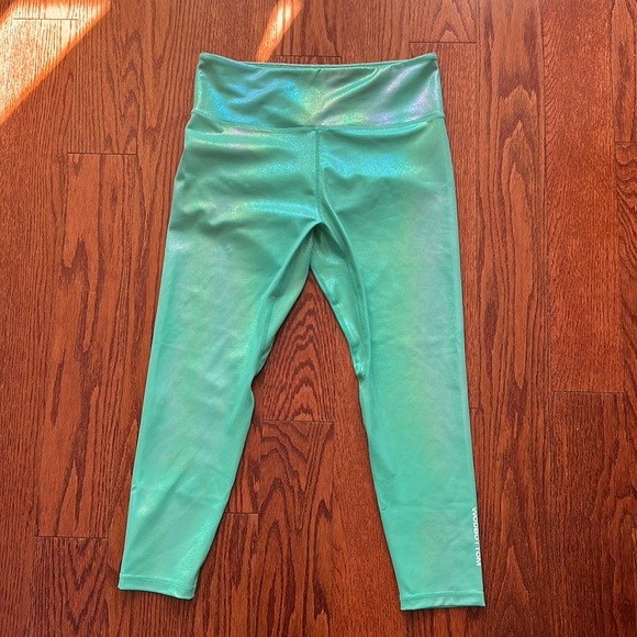 WODBOTTOM IRIDESCENT GREEN SHIMMER LEGGINGS - Picture 1 of 6